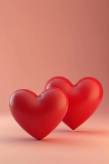 red glossy love hearts